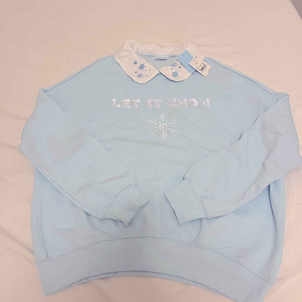 Light Blue Oversized 'Let It Snow' Sweater -Never worn
